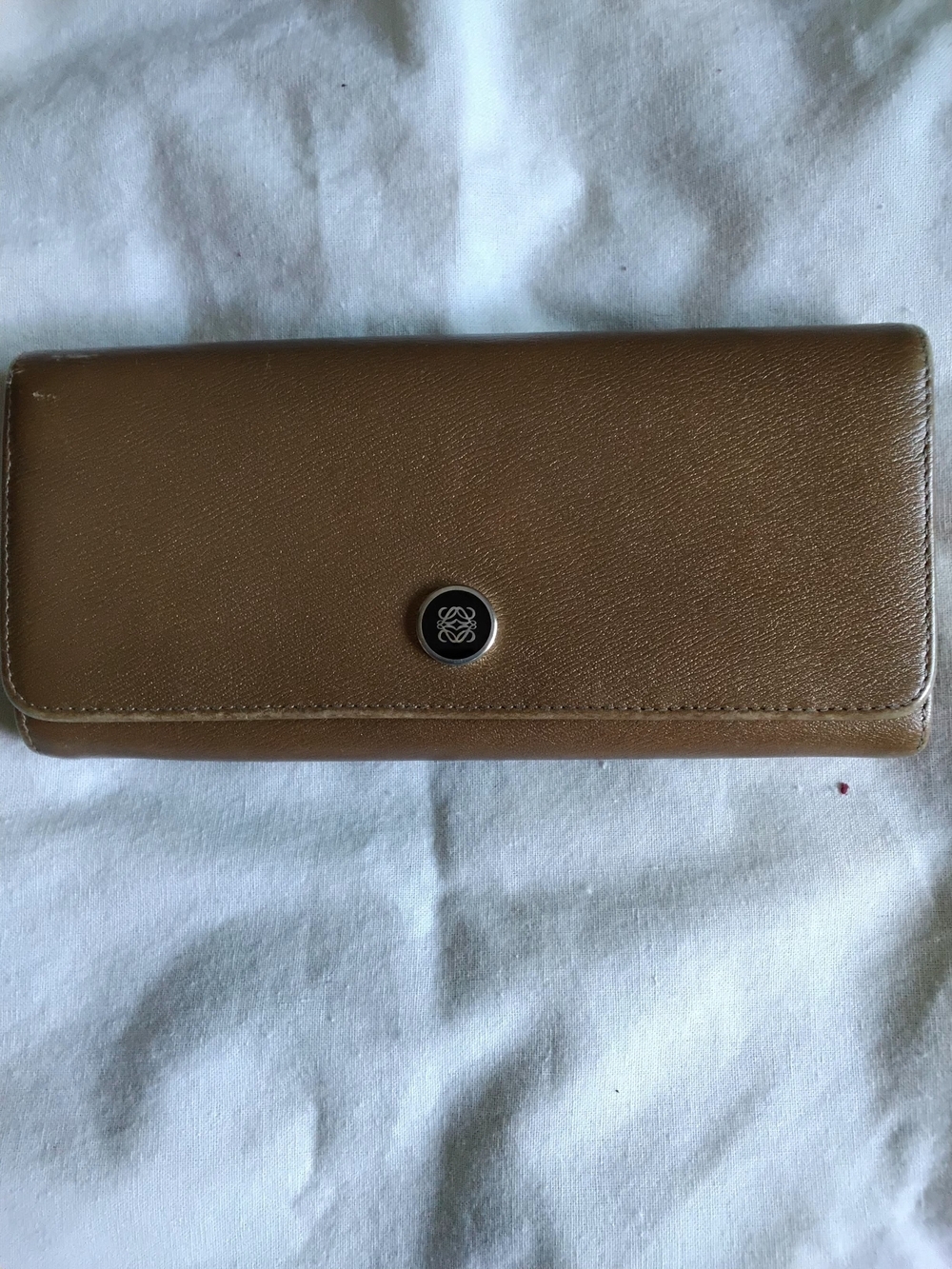 Authentic Loewe Leather-Textured Women's Wallet in Tan